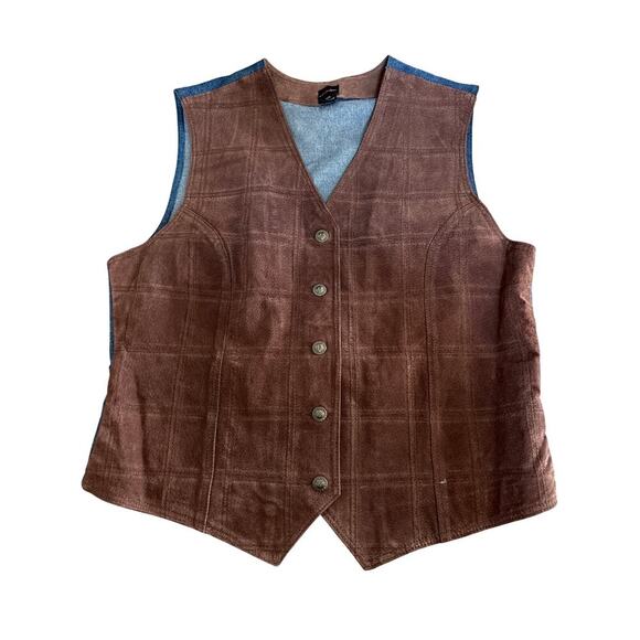 Gloria Vanderbilt Other - Gloria Vanderbilt Brown Leather Vest Size L Western Cowboy Vintage